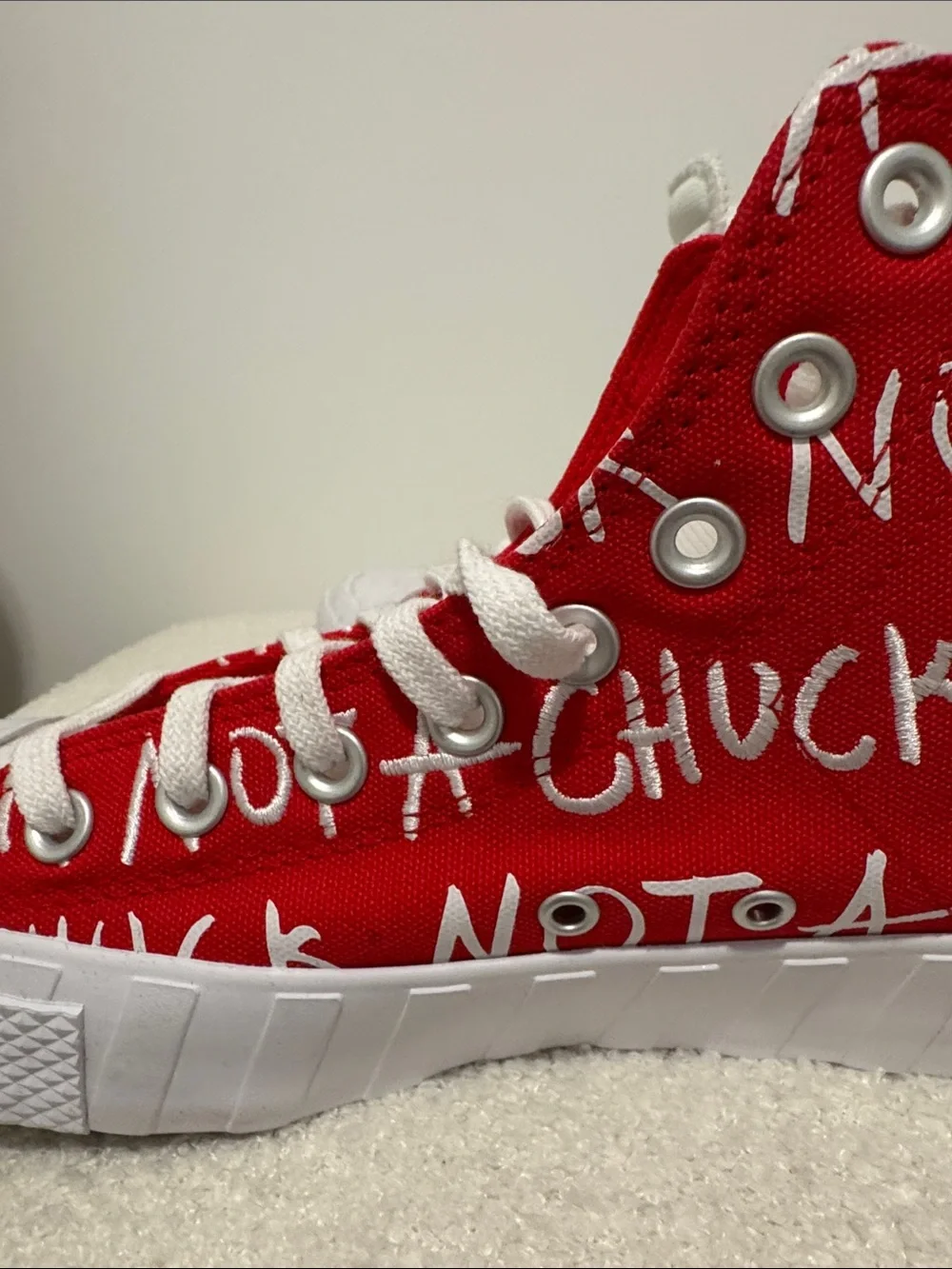 Not A Chuck Red High-Top Converse Sneakers - New without box- size 8